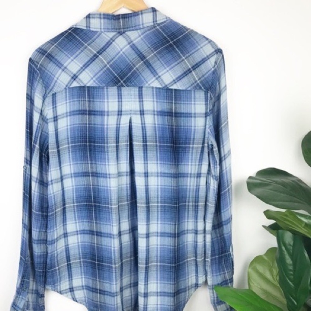 Anthro’s Cloth & Stone,Breezy Plaid Button Down Blouse,Sinfully Soft,Button Up - Picture 3 of 10